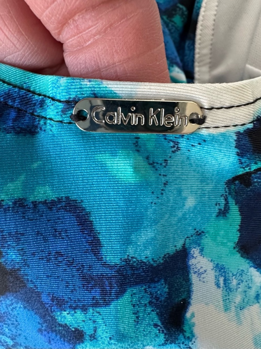 CALVIN KLEIN Tropical Waters Twist-Front Tankini Top, EUC, Sz. XL - Picture 12 of 14